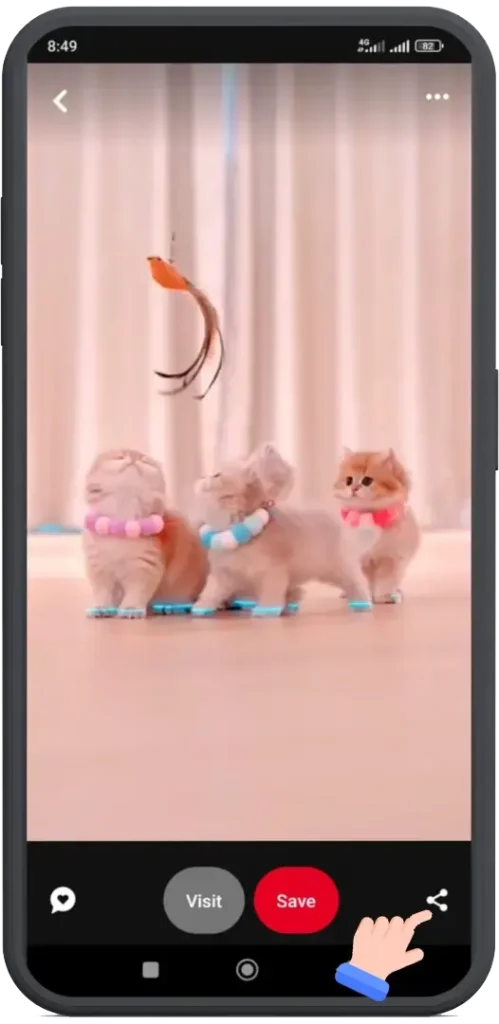 Click The Share icon on pinterest app