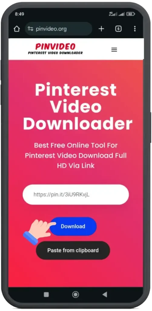Paste the Pinterest Video link